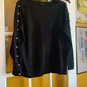 Talbots Black Sweater with Pearl Accents